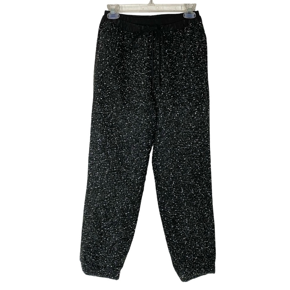 Zara Tweed Metallic Jogger Pants Womens Size XS Black Dress Pant